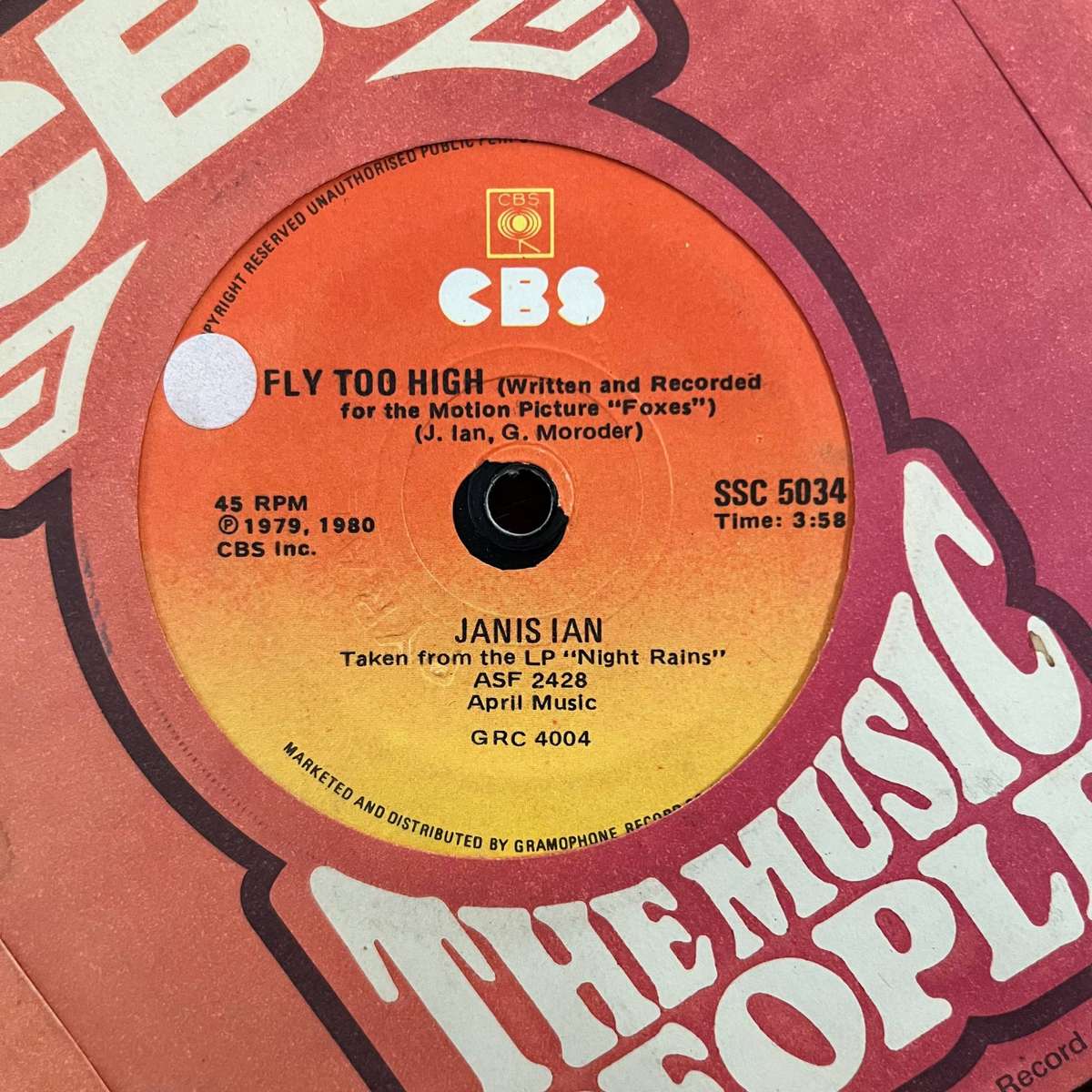 Janis Ian - Fly Too High Vinyl 7 Inch Single South African Press