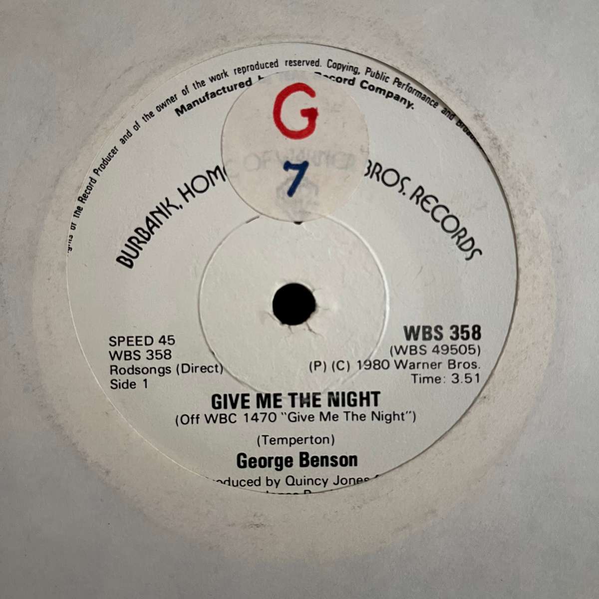 George Benson - Give Me The Night Vinyl 7 Inch Single Rare Zimbabwe Press
