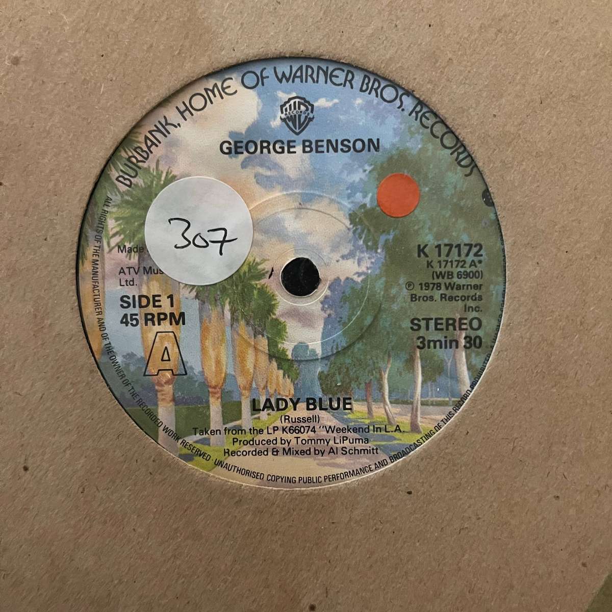 George Benson - Lady Blue Vinyl 7 Inch Single UK Press