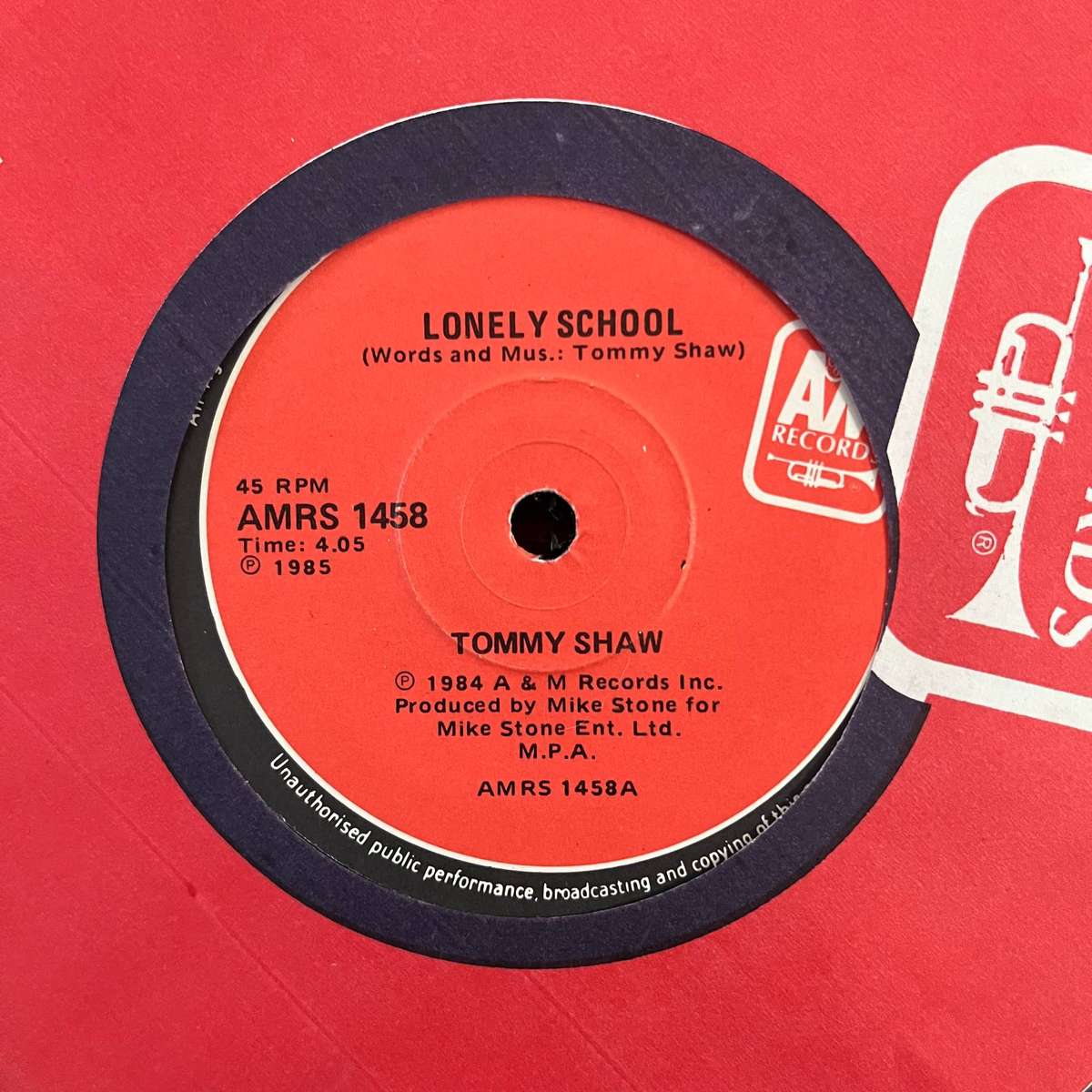 Tommy Shaw - Lonely School Vinyl 7 Inch Single South African Press
