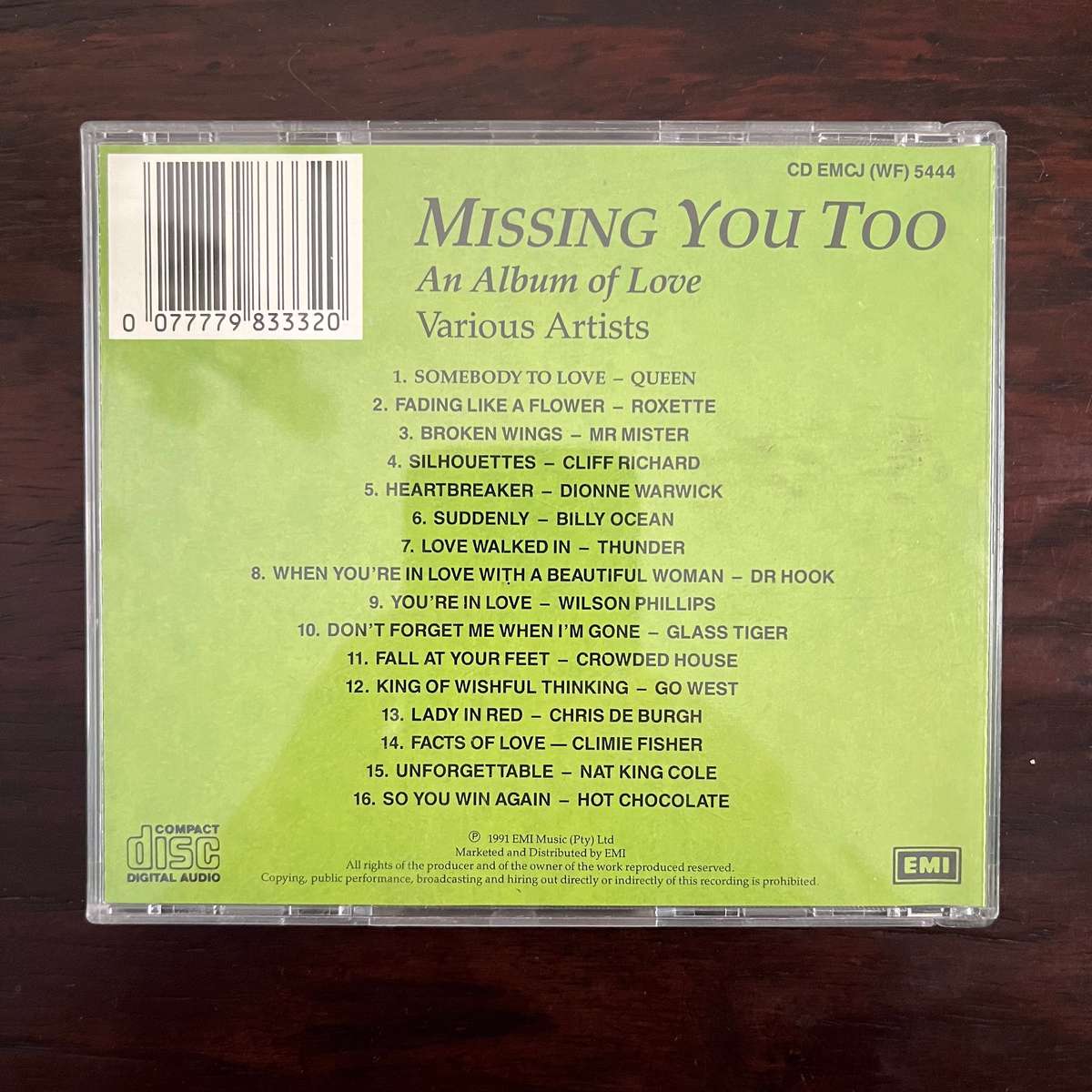 Missing You Too CD Compilation Queen Roxette Mr Mister Thunder Billy Ocean