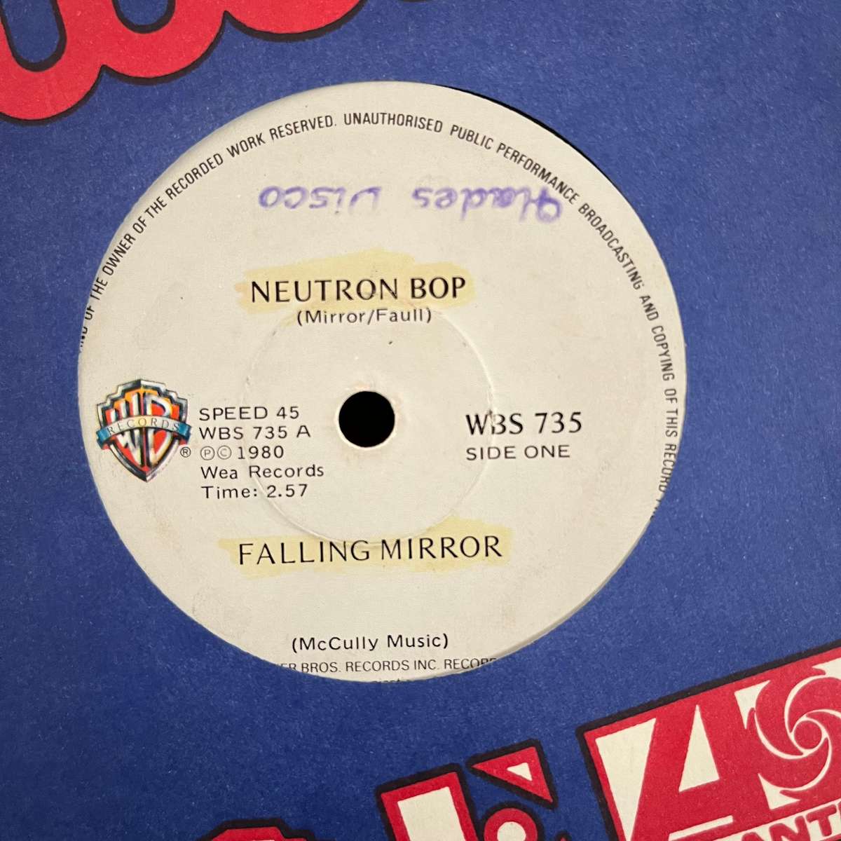 Falling Mirror - Neutron Bop Vinyl 7 Inch Single South African Rock