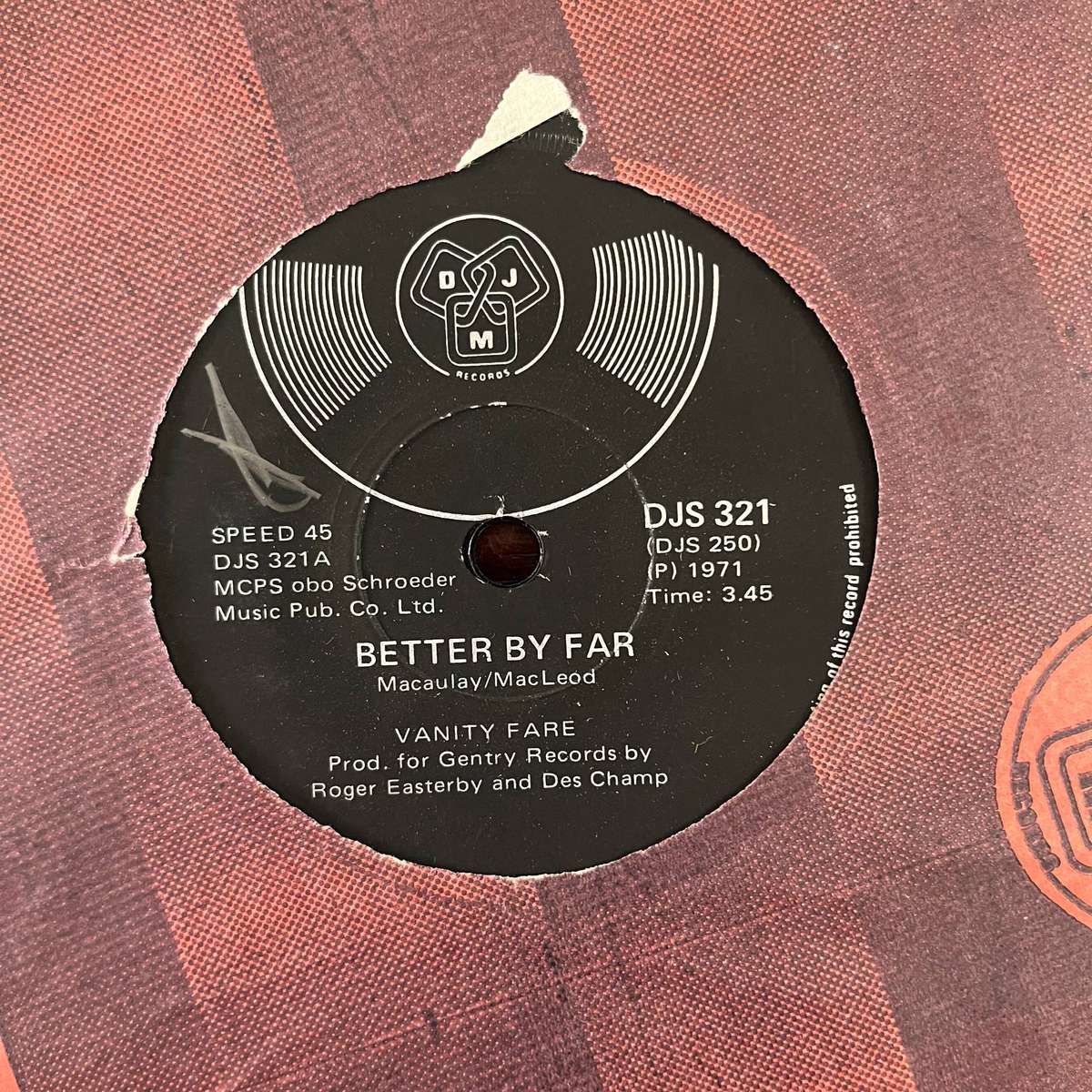 Vanity Fare - Better By Far Vinyl 7 Inch Single South African Press