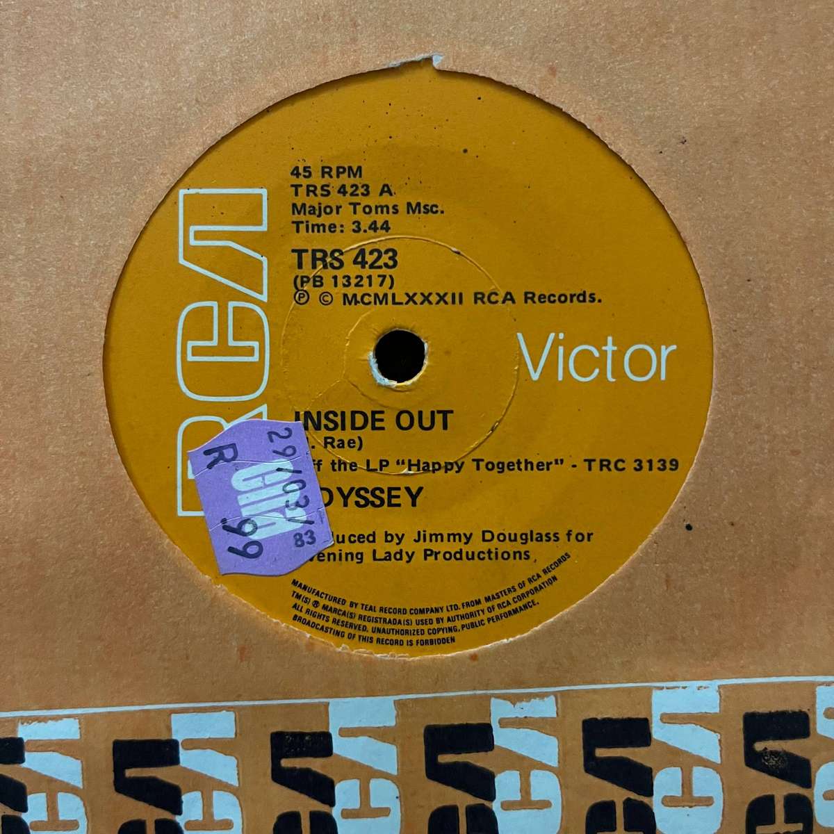 Odyssey - Inside Out Vinyl 7 Inch Single Soul Disco South African Press