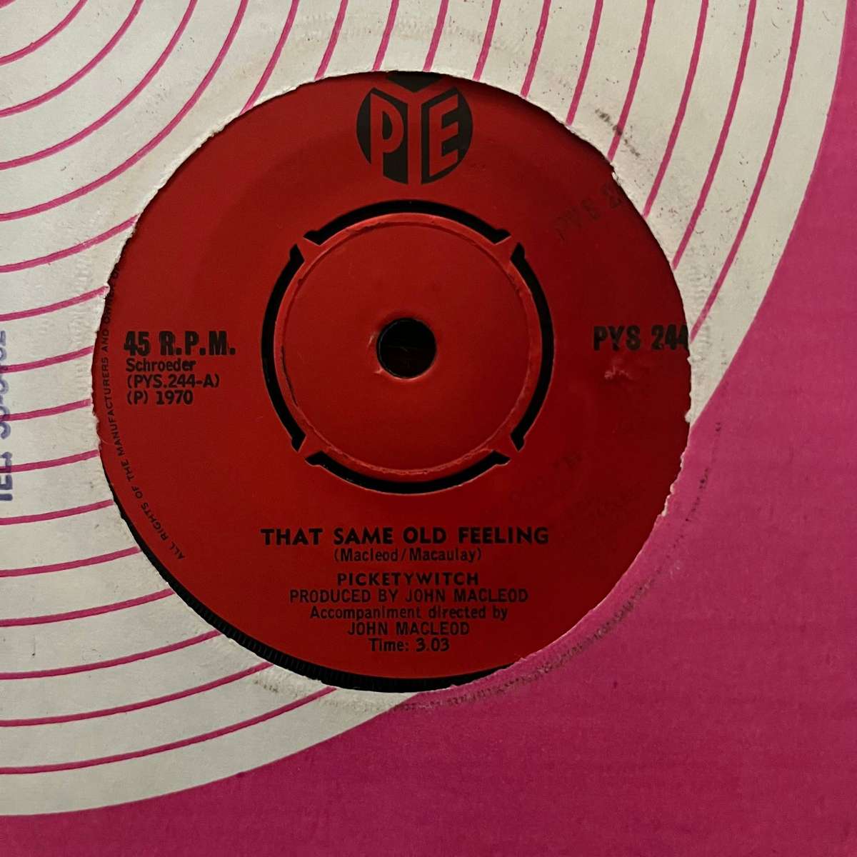 Picketywitch - That Same Old Feeling Vinyl 7 Inch Single South African Press