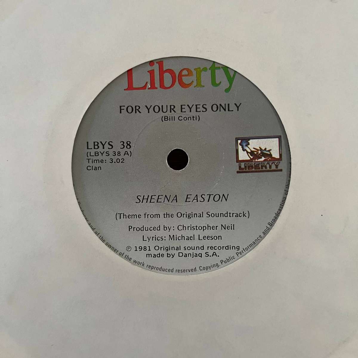 Sheena Easton - For Your Eyes Only Vinyl 7 Inch Single South African Press
