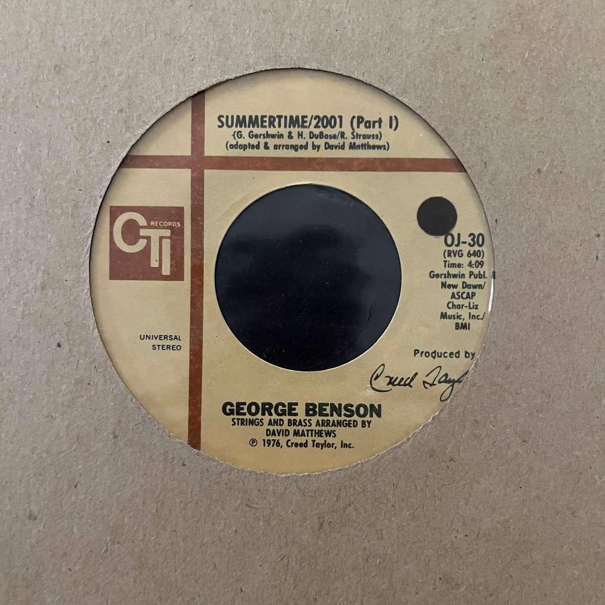 George Benson - Summertime/2001 Vinyl 7 Inch Single US Press