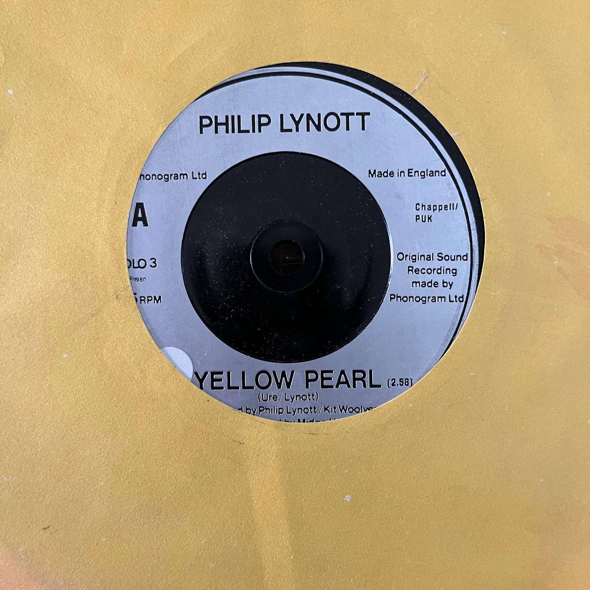 Philip Lynott - Yellow Pearl Vinyl 7 Inch Single UK Press Thin Lizzy