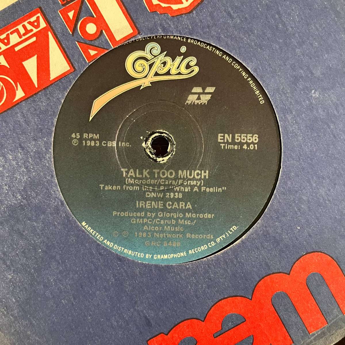 Irene Cara - Talk Too Much Vinyl 7 Inch Single South African Press