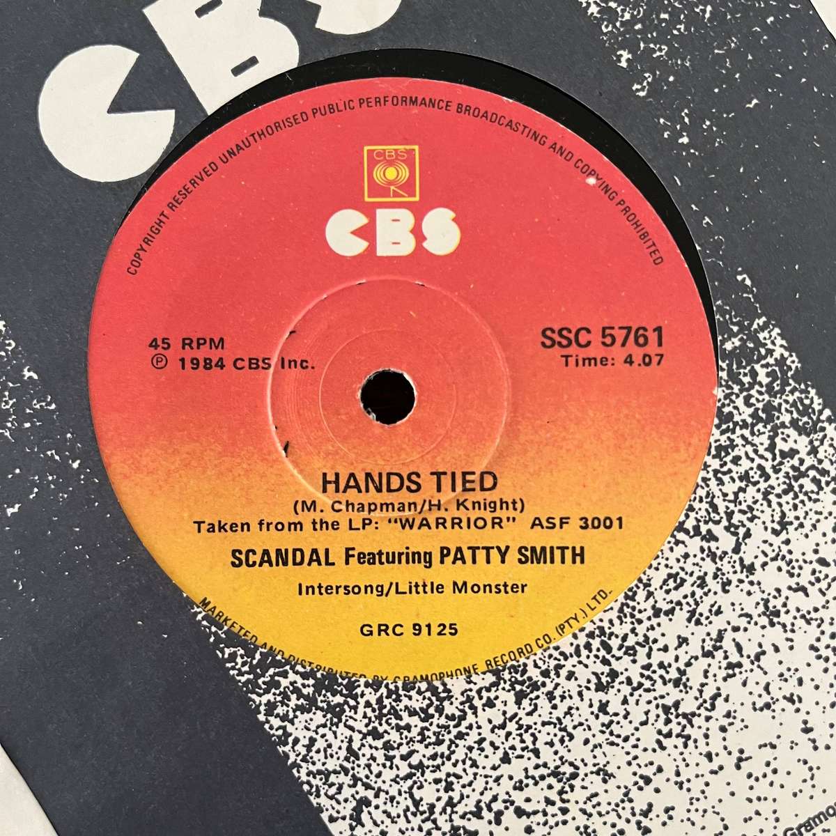 Scandal feat. Patty Smith - Hands Tied Vinyl 7 Inch Single South African Press