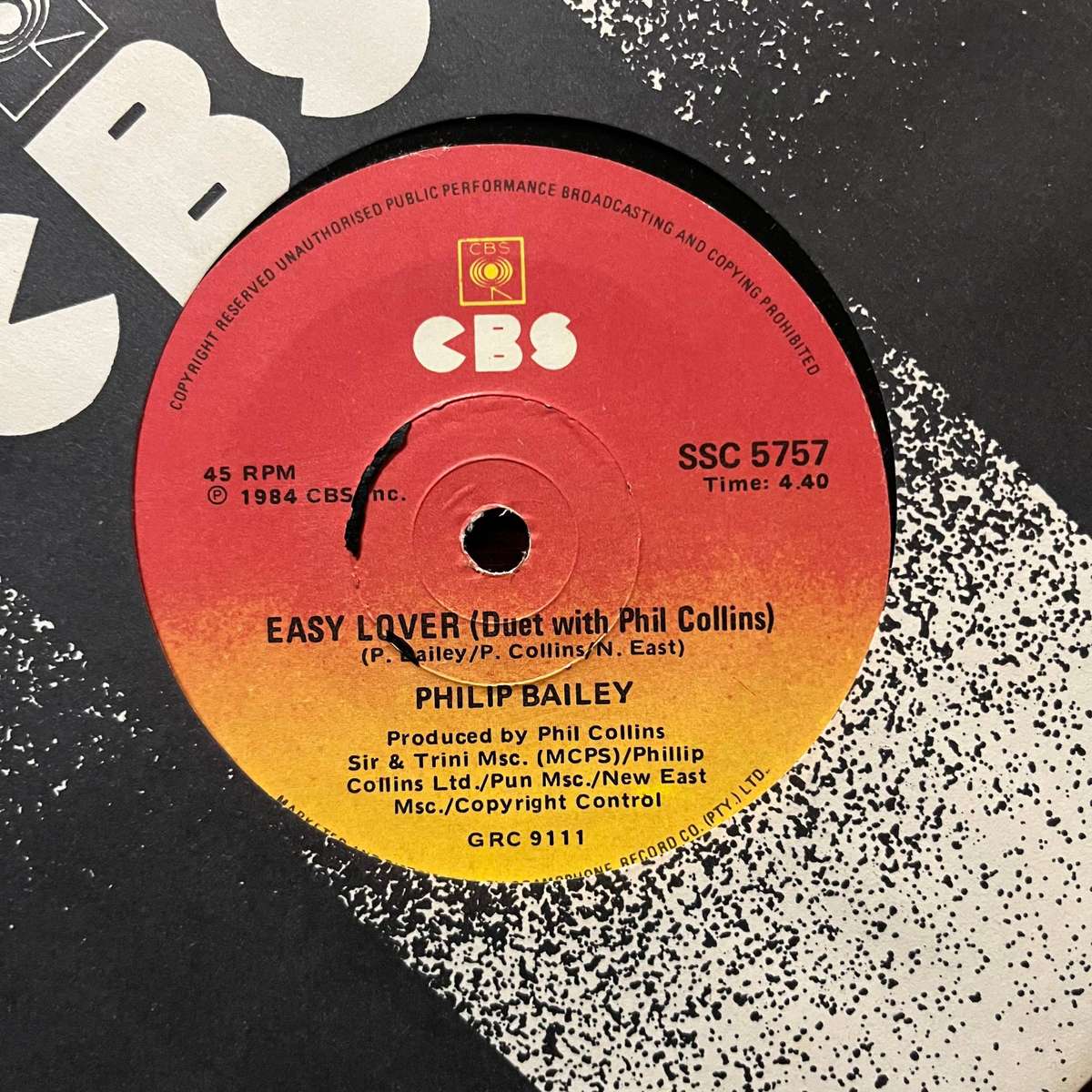 Philip Bailey feat. Phil Collins - Easy Lover Vinyl 7 Inch Single South African Press