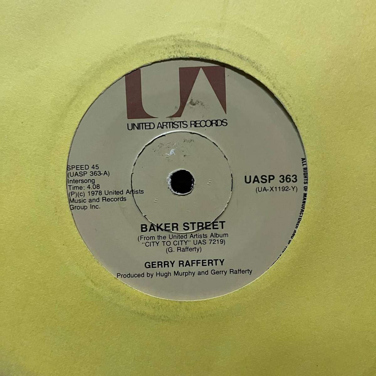 Gerry Rafferty - Baker Street Vinyl 7 Inch Single South African Press