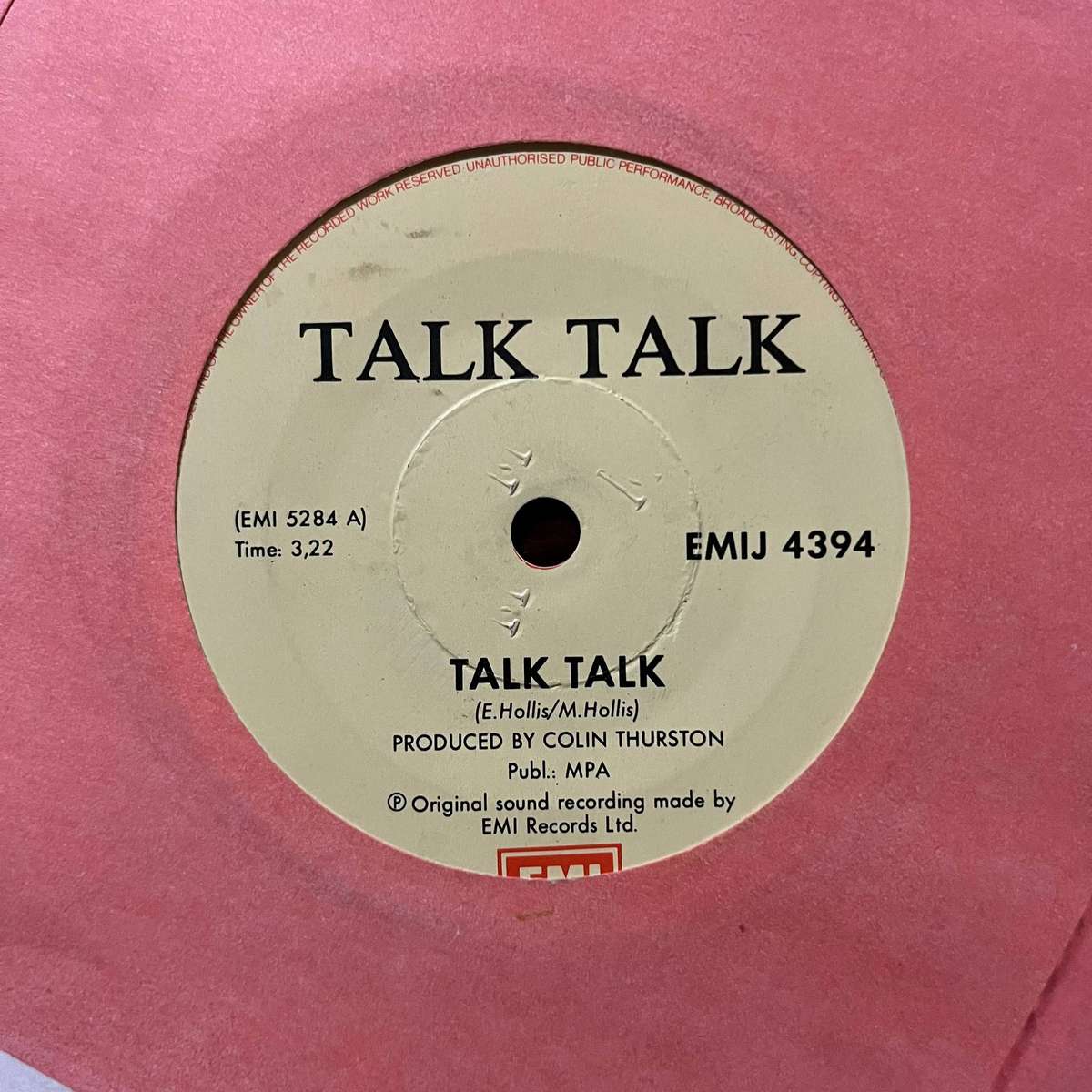 Talk Talk - Talk Talk Vinyl 7 Inch Single South African Press