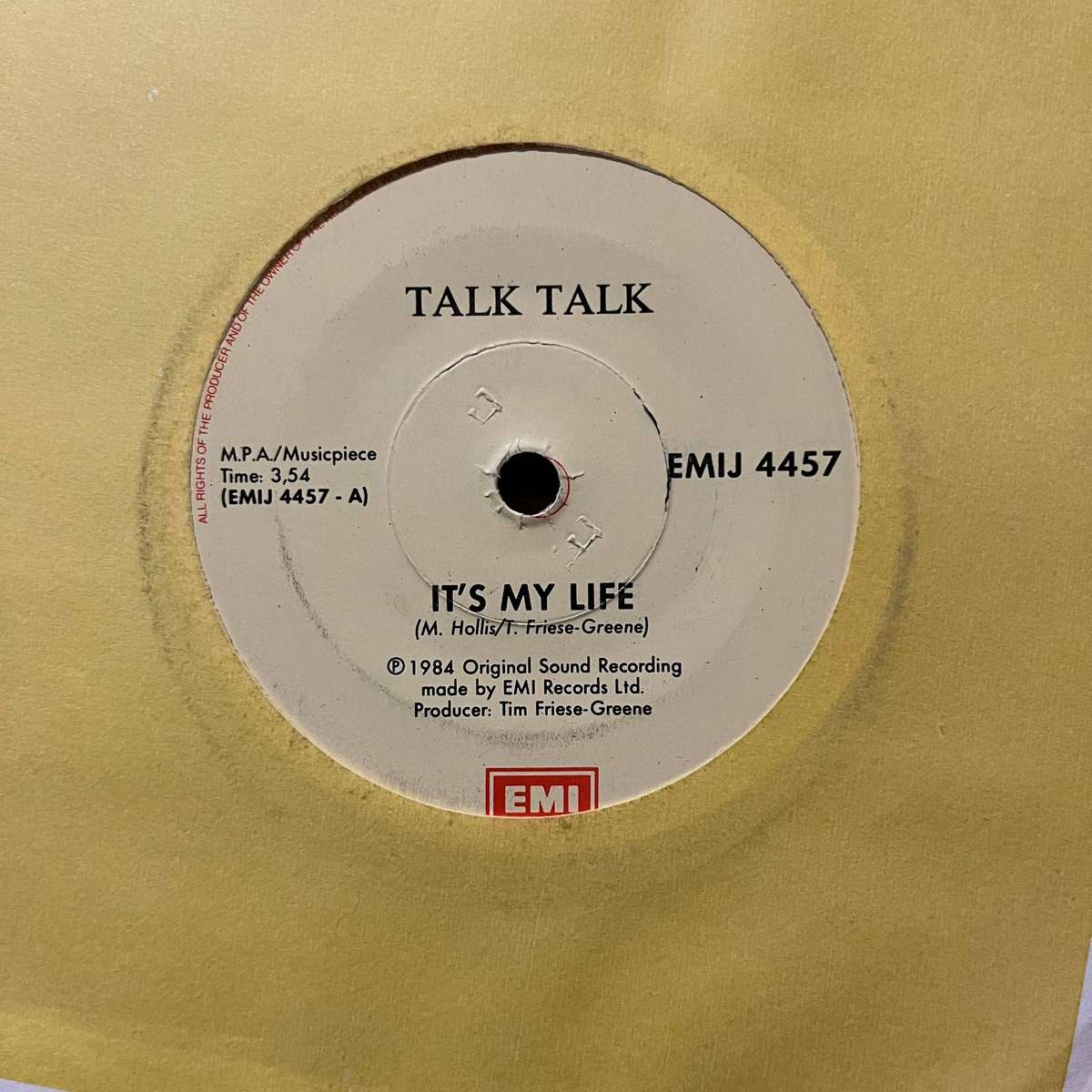 Talk Talk - It's My Life Vinyl 7 Inch Single South African Press