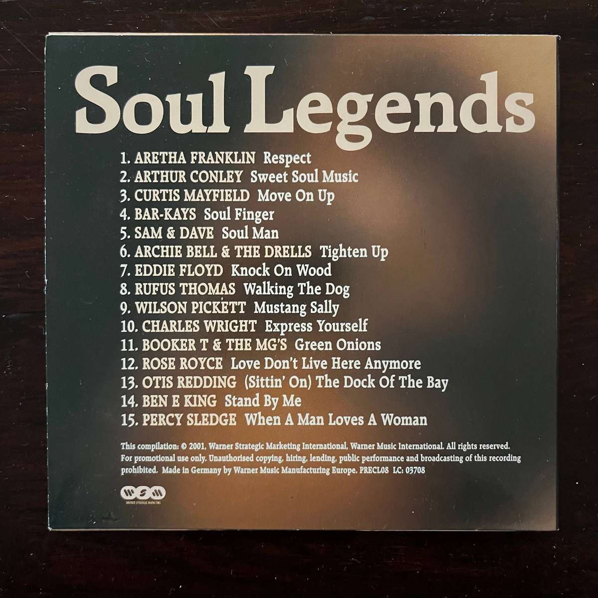Soul Legends CD Promo Cardsleeve German Press Aretha Curtis Mayfield