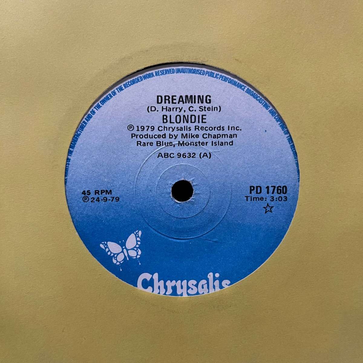 Blondie - Dreaming Vinyl 7 Inch Single South African Press