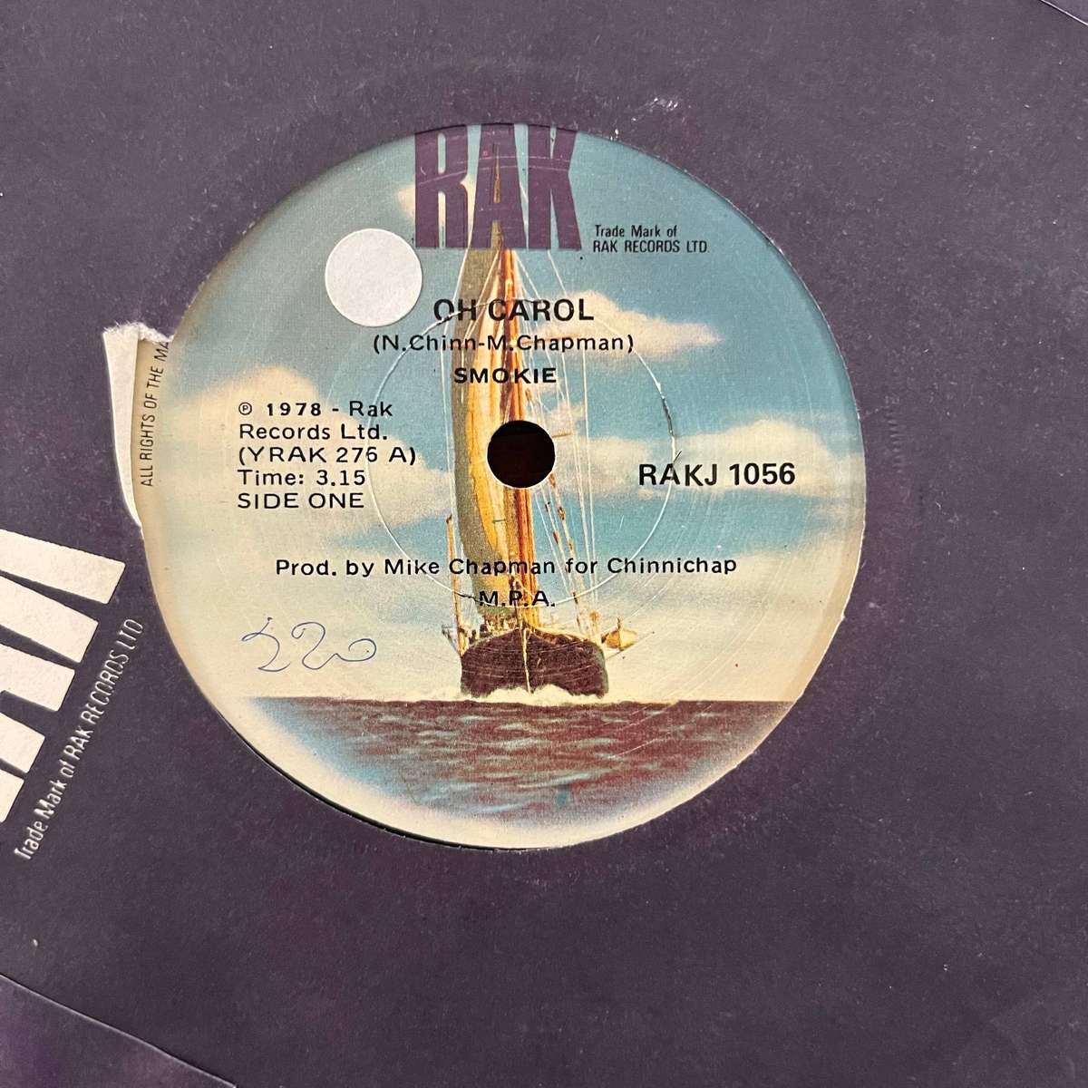 Smokie - Oh Carol Vinyl 7 Inch Single South African Press