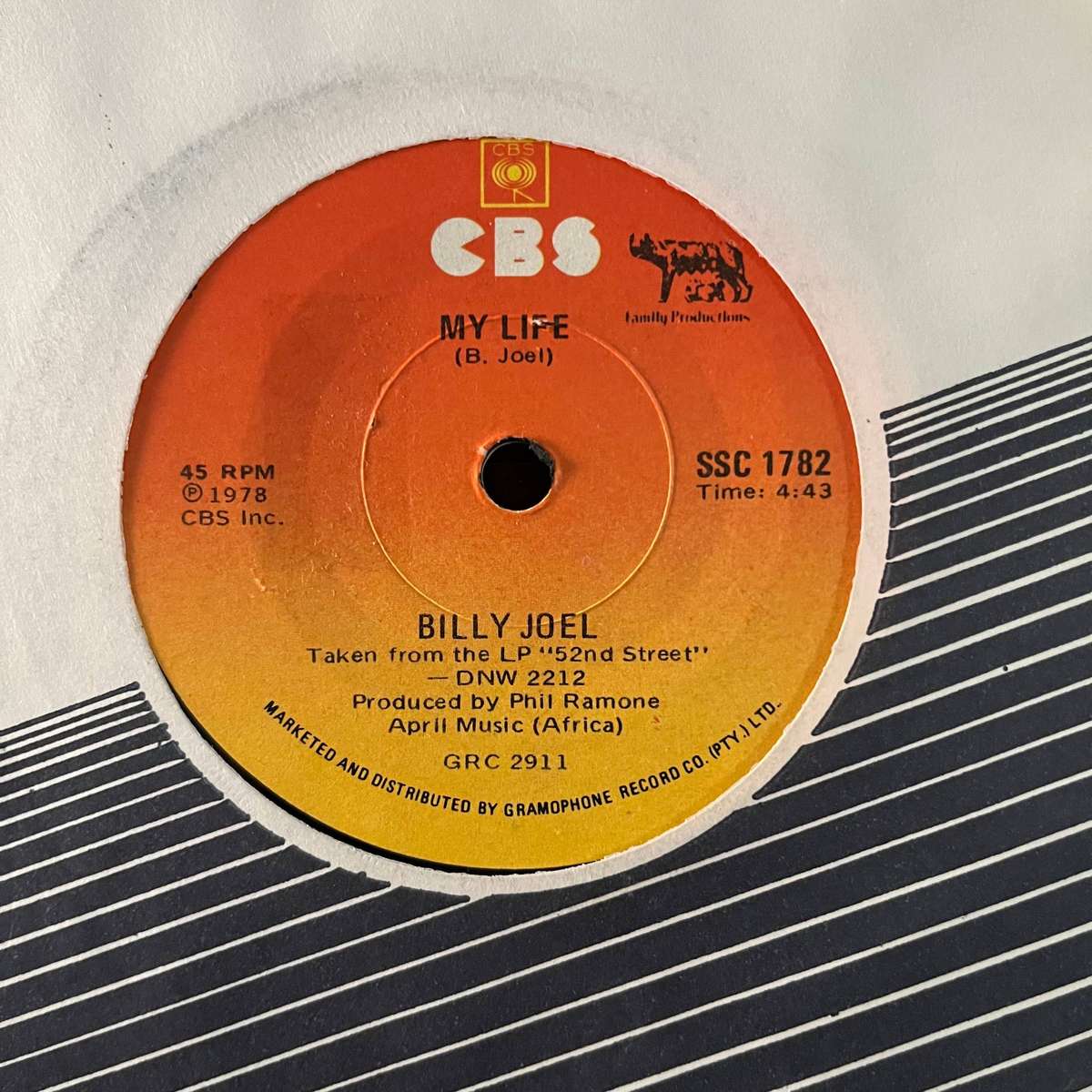 Billy Joel - My Life Vinyl 7 Inch Single South African Press
