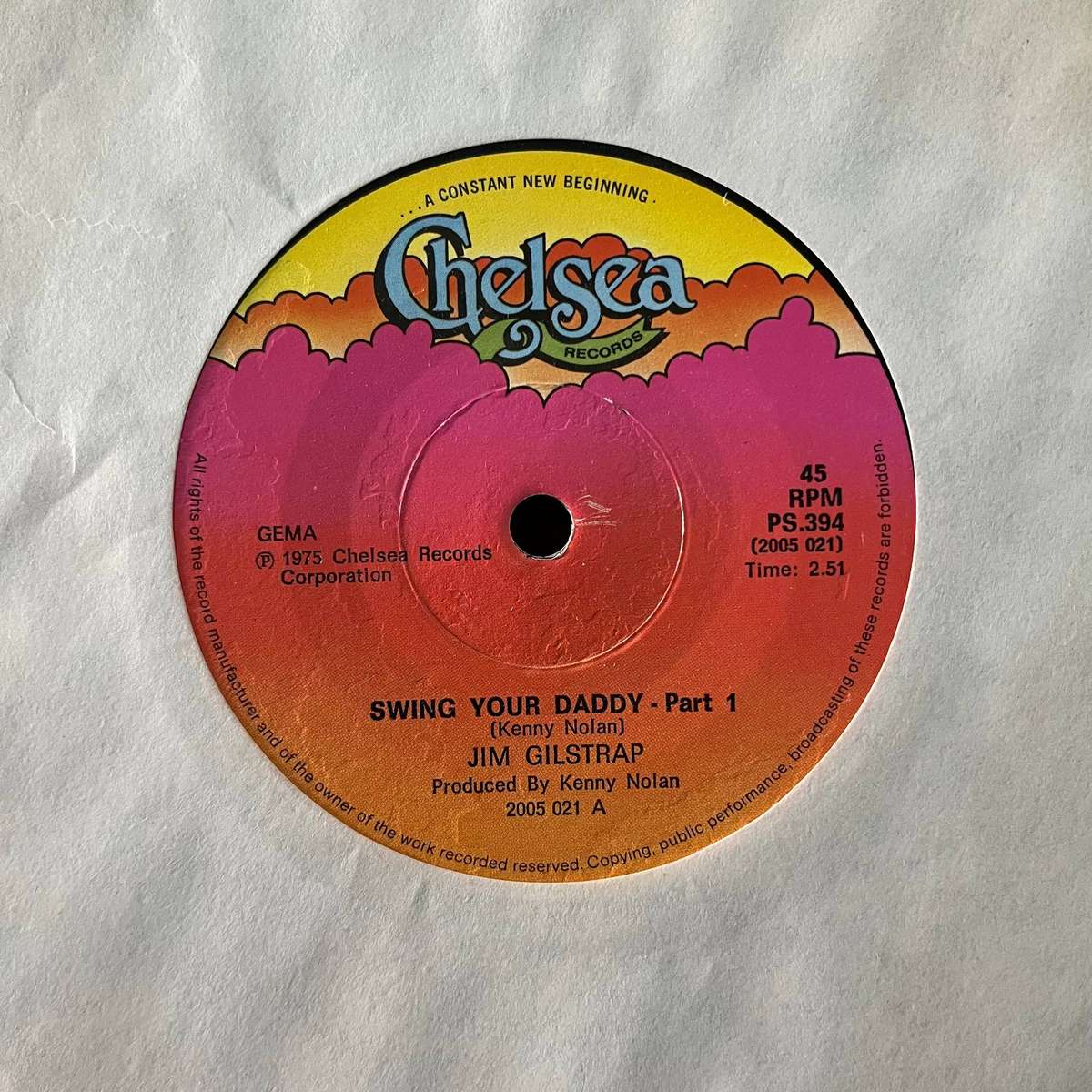 Jim Gilstrap - Swing Your Daddy Vinyl 7 Inch Single South African Press