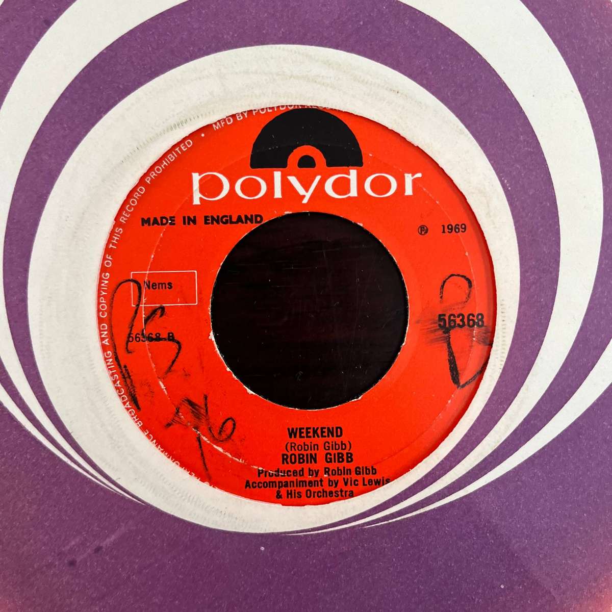 Robin Gibb - Weekend Vinyl 7 Inch Single UK Press Bee Gees