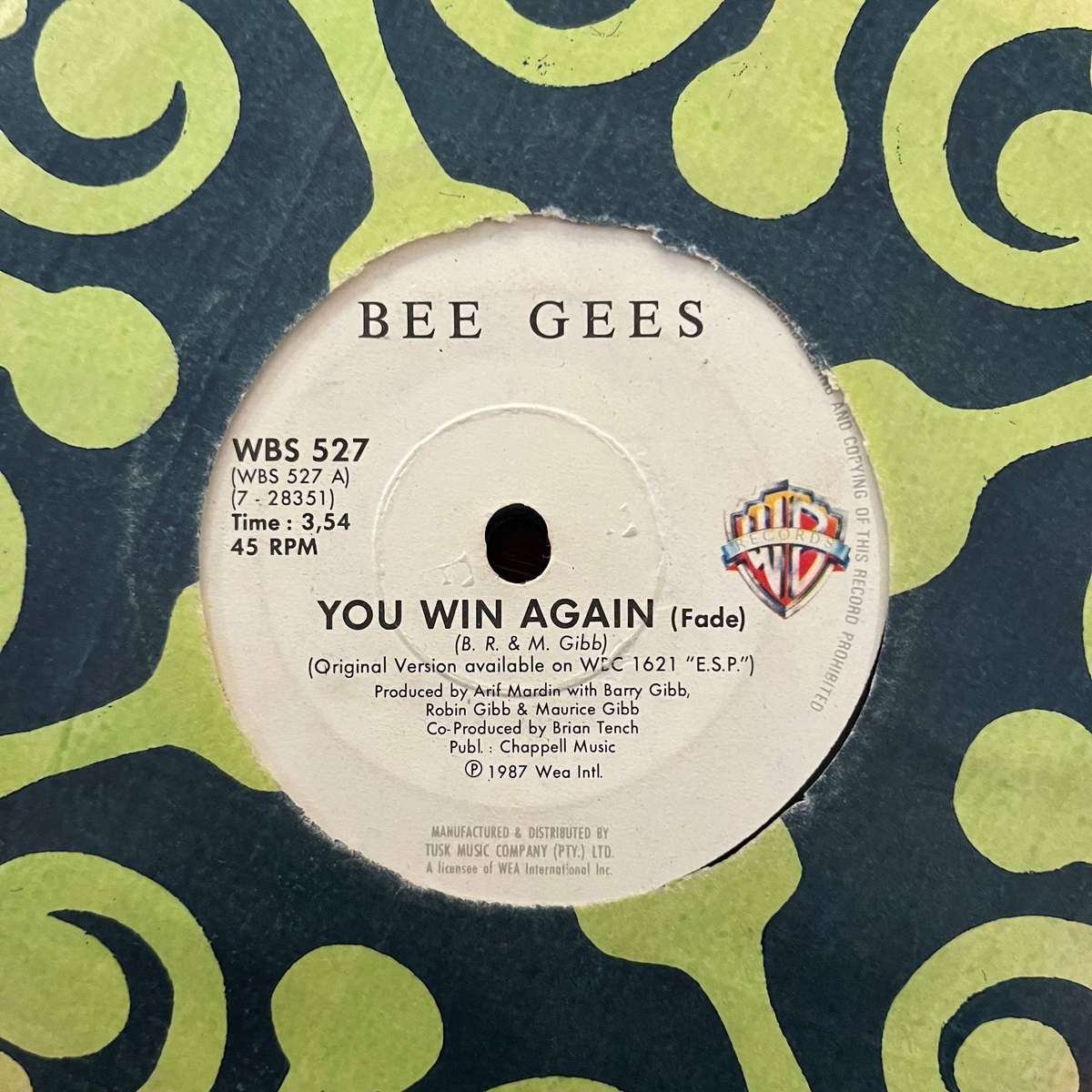 Bee Gees - You Win Again Vinyl 7 Inch Single South African Press