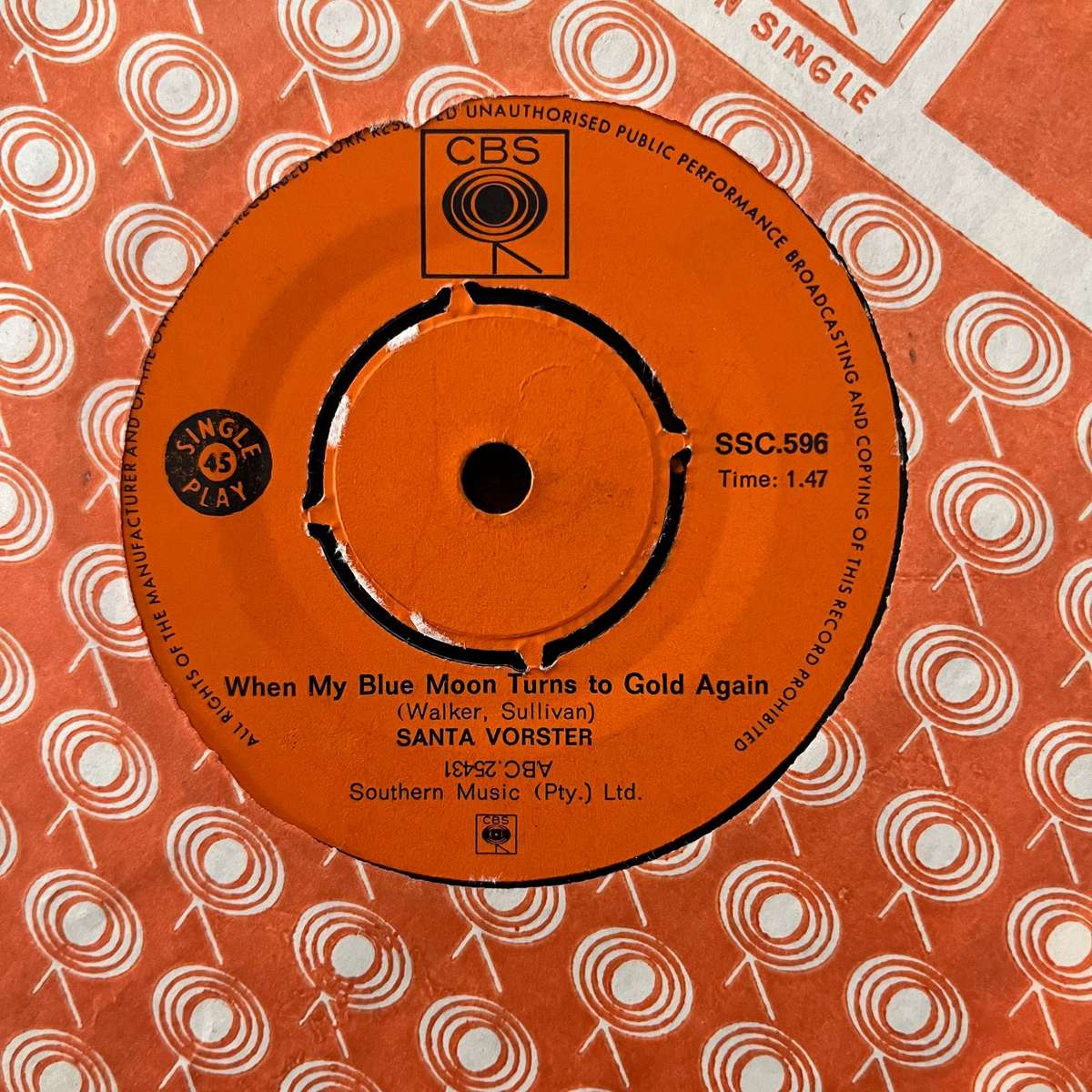Santa Vorster - Ding Dong Polka Vinyl 7 Inch Single South African