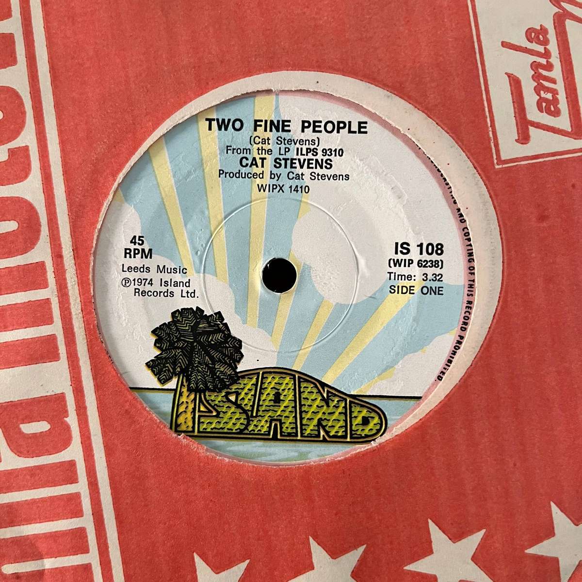 Cat Stevens - Two Fine People Vinyl 7 Inch Single South African Press
