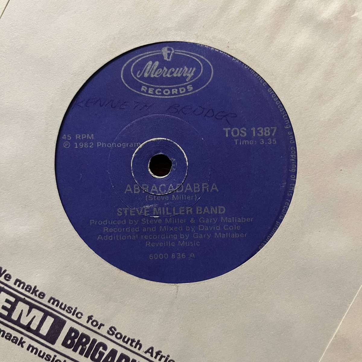 Steve Miller Band - Abracadabra Vinyl 7 Inch Single South African Press