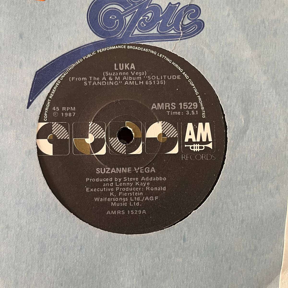Suzanne Vega - Luka Vinyl 7 Inch Single South African Press