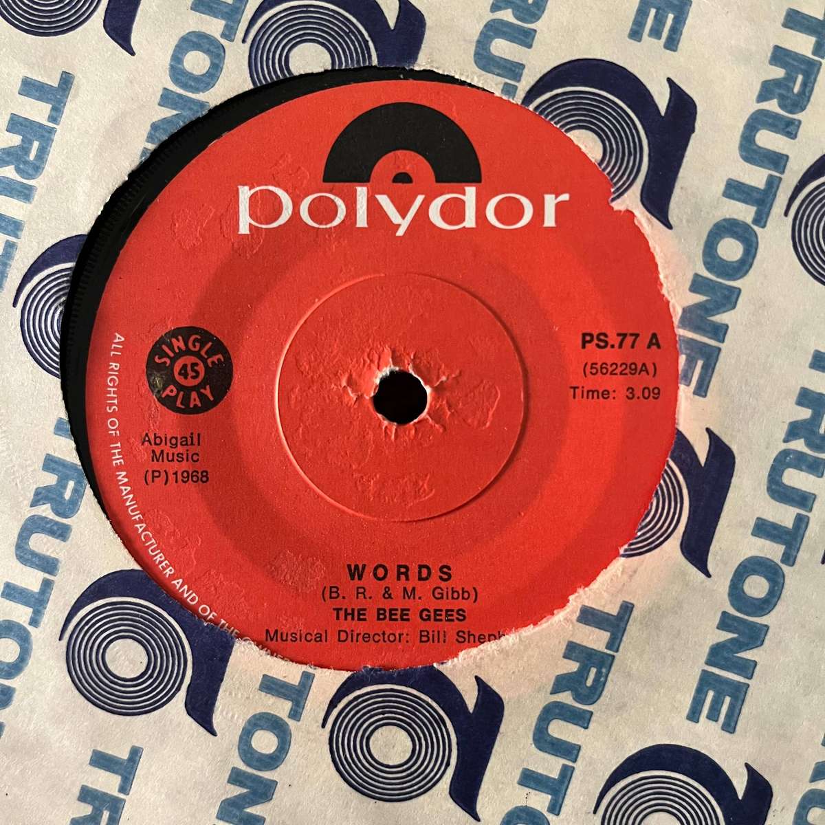 The Bee Gees - Words / Sinking Ships Vinyl 7 Inch Single South African Press