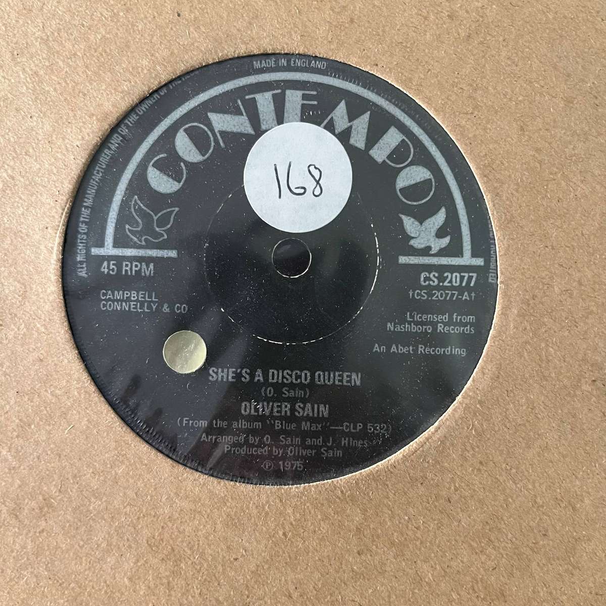 Oliver Sain - She's A Disco Queen Vinyl 7 Inch Single Soul Disco UK Press