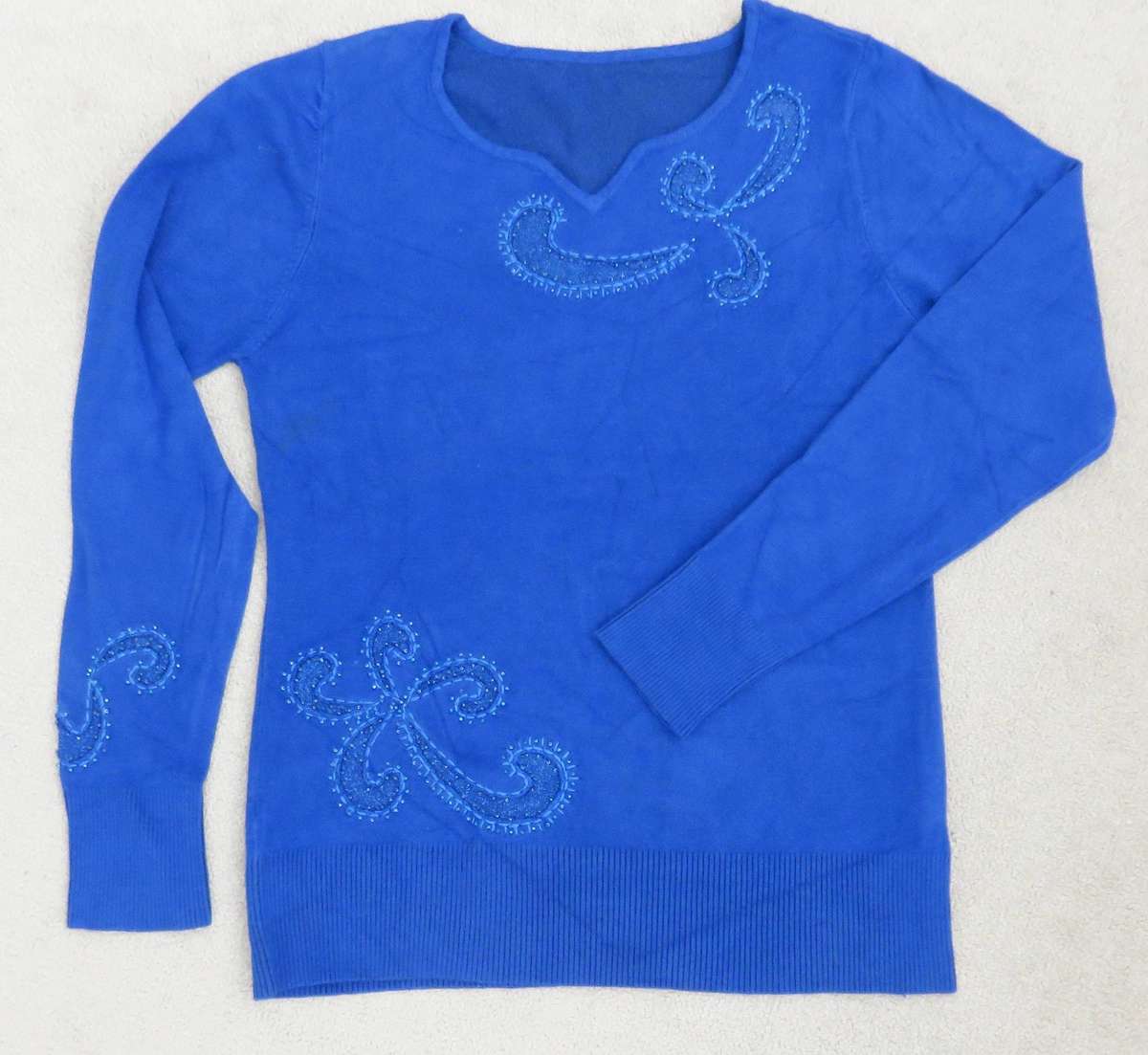 BRAND  NEW  -  Beautiful Ladies  ROYAL BLUE JERSEY  WITH EMBROIDERY  -   SIZE MEDIUM