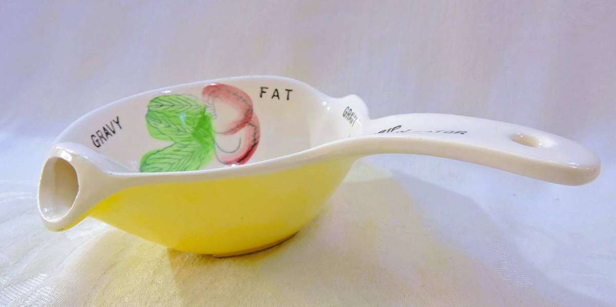 Vintage Ceramic Gravy Fat Separator Vegetable Design Japan