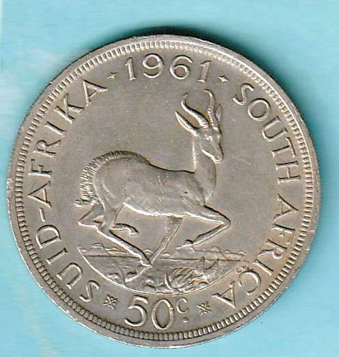 1961 South Africa Silver Fifty Cent. As per scan.