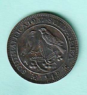 1937 South Africa Union Bronze Quarter Penny. As per scan.