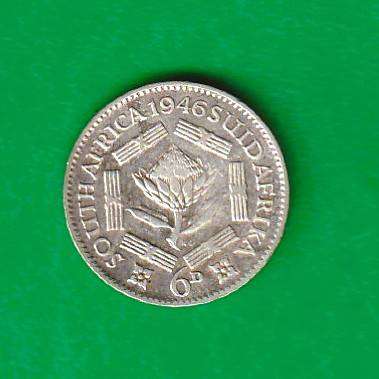 1946 South Africa Union silver Six Pence