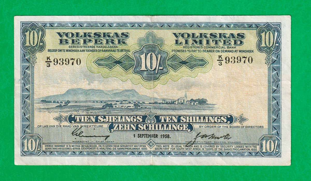 10 Shillings SOUTH WEST AFRICA 1952 Banknote