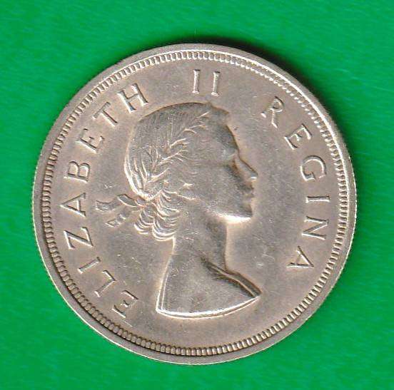 1955 South Africa Union Silver Five Shillings