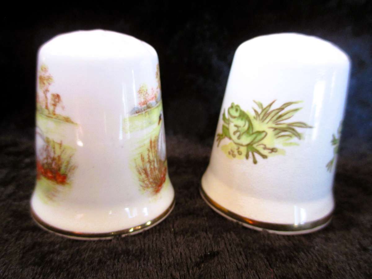 Lot of 2 Vintage Large Johnson Ceramics Fine China Porcelain Thimbles 45mm high.