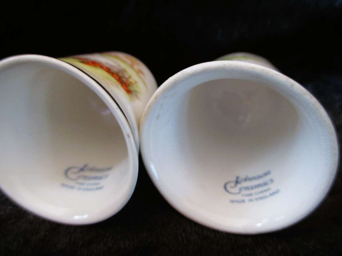 Lot of 2 Vintage Large Johnson Ceramics Fine China Porcelain Thimbles 45mm high.