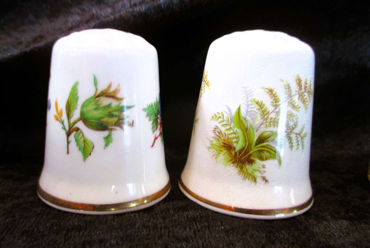 Lot of 2 Vintage Large Johnson Ceramics Fine China Porcelain Thimbles 45mm high.