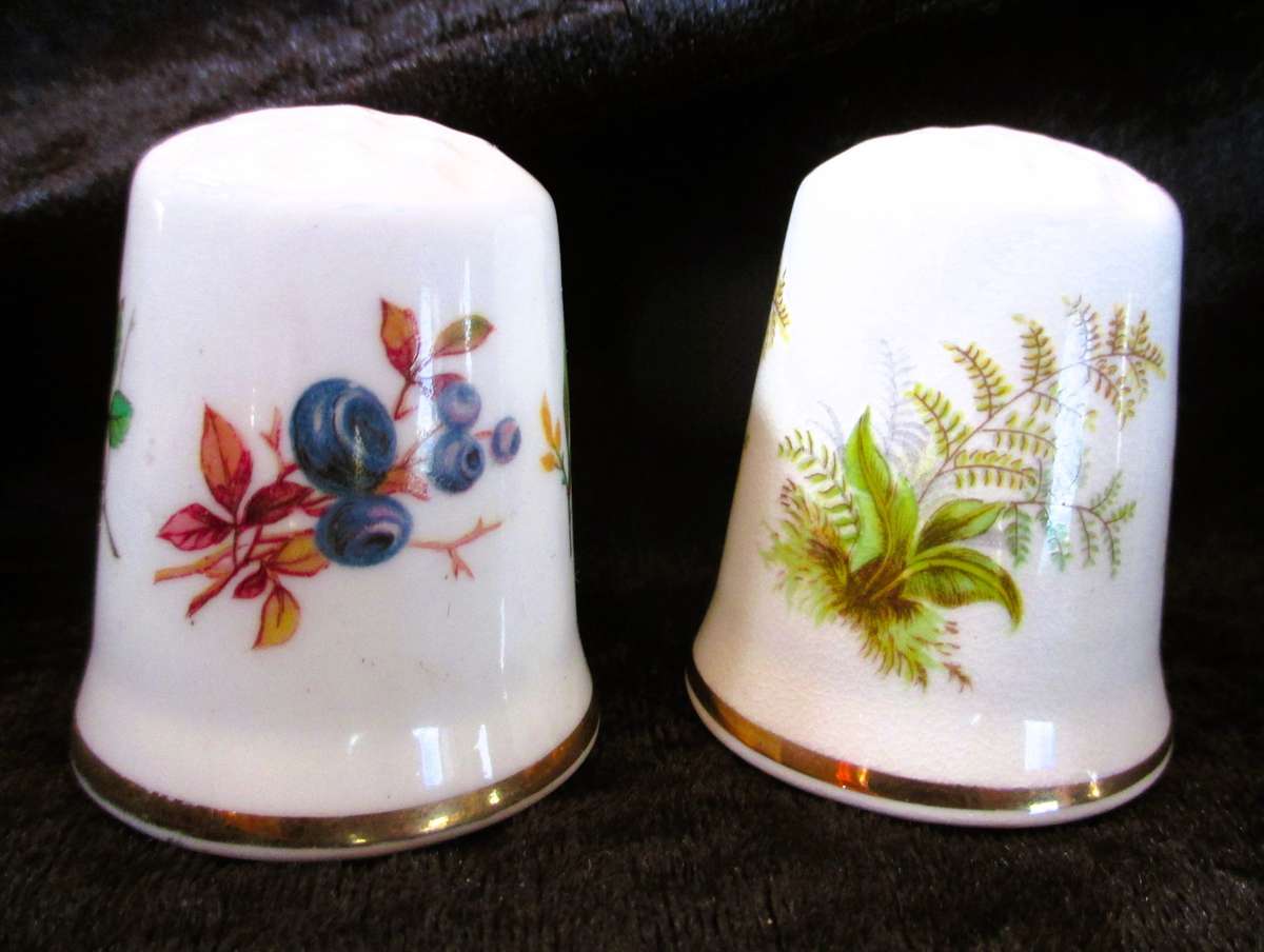 Lot of 2 Vintage Large Johnson Ceramics Fine China Porcelain Thimbles 45mm high.