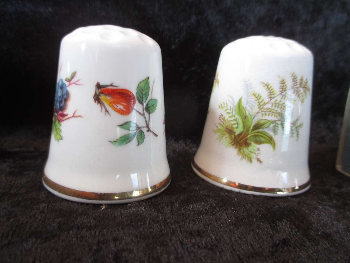 Lot of 2 Vintage Large Johnson Ceramics Fine China Porcelain Thimbles 45mm high.