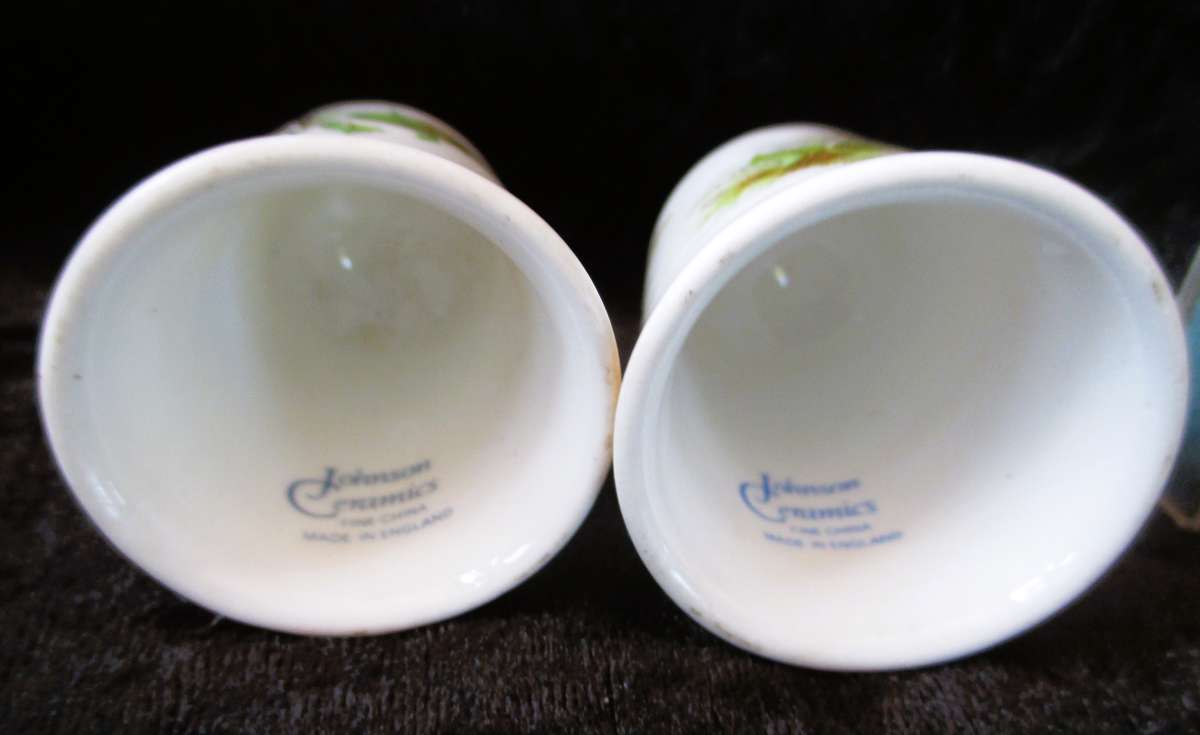 Lot of 2 Vintage Large Johnson Ceramics Fine China Porcelain Thimbles 45mm high.