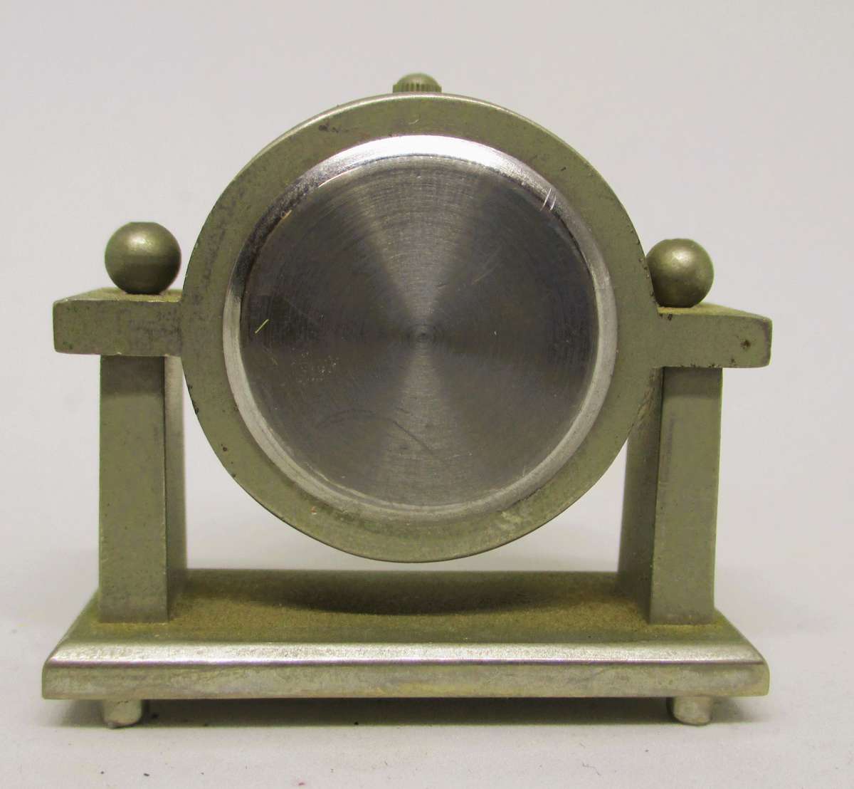 Vintage Miniature Mantle Style Desk ClockStainless Steel, Quartz. 40mm high