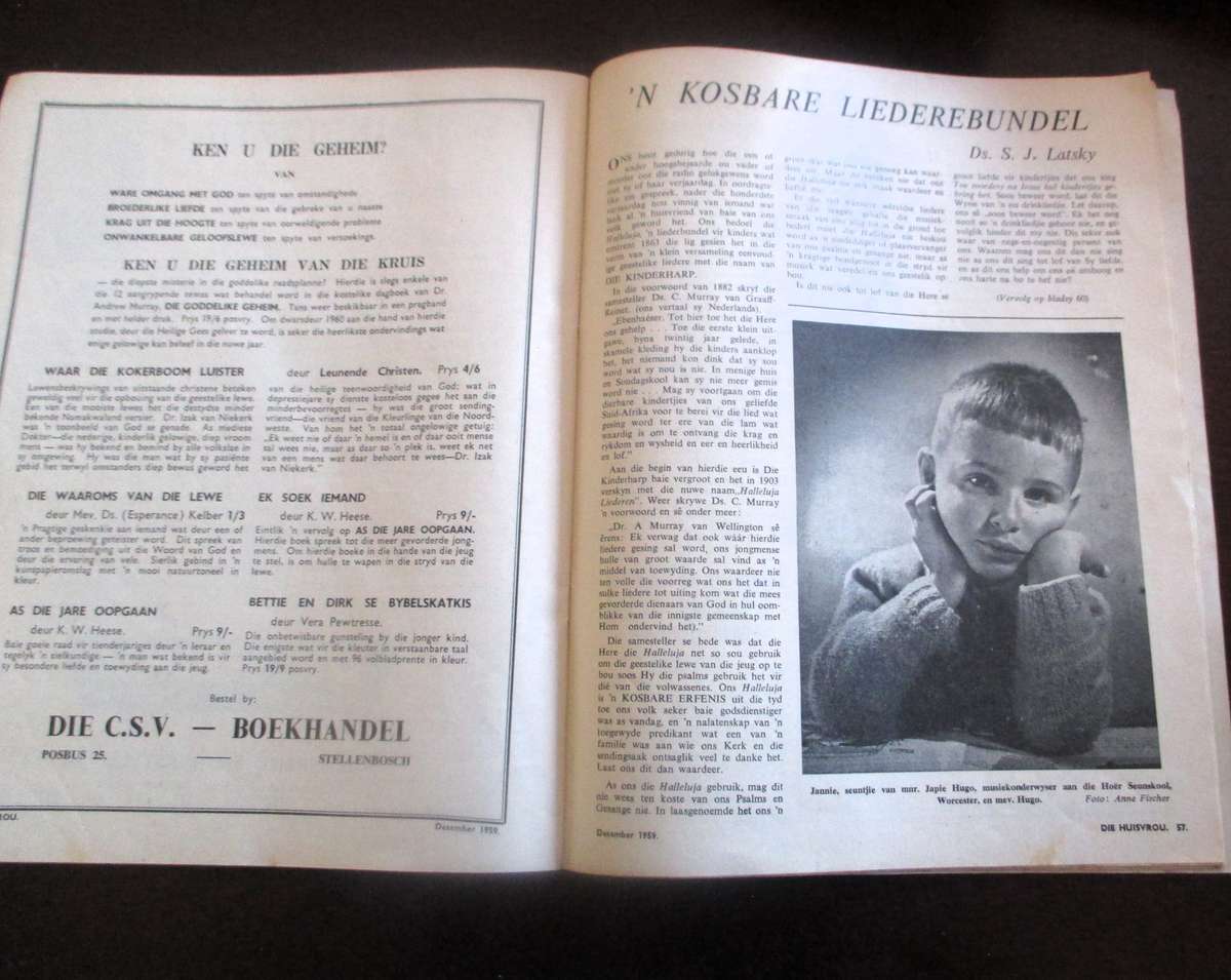 Vintage Kersfees Desember 1959 Die Huisvrou 90p As per photo.