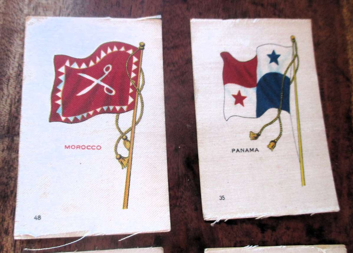 Lot of 4 Antique Silk BDV Cigarette Card Flags