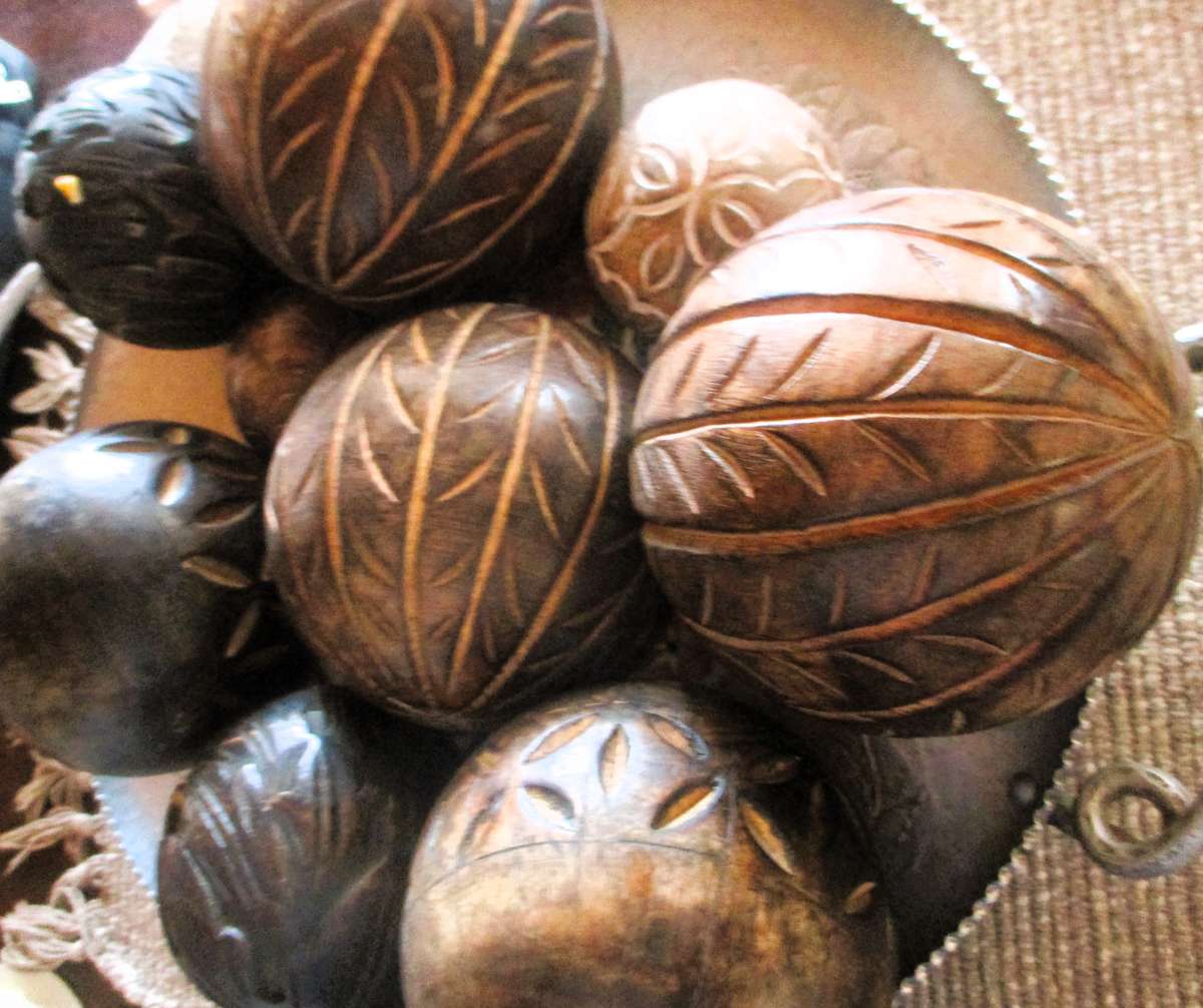 Hand Carved Wooden Decorative Orbs balls Lot of 9