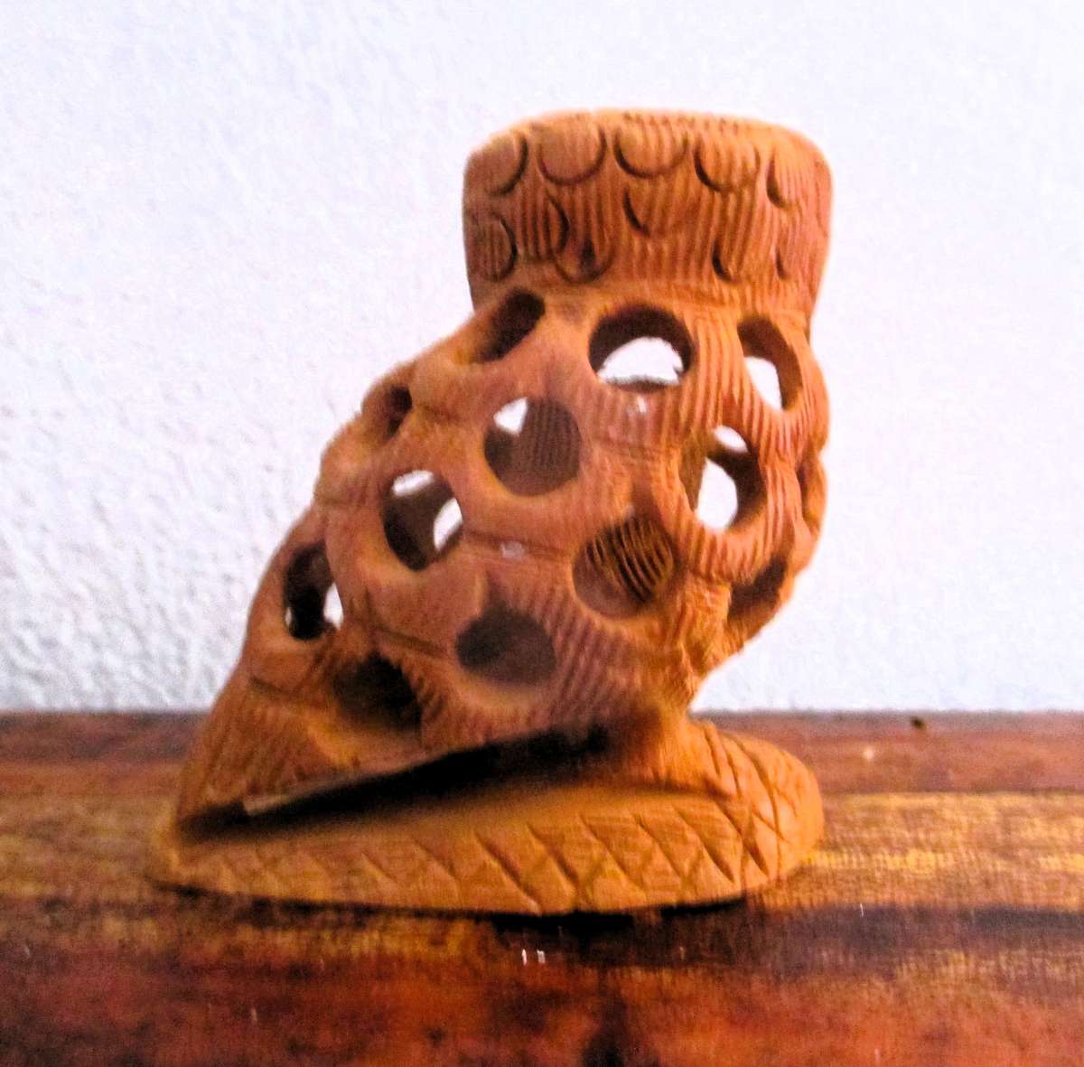 Lot of 3 handmade and carved owl ornaments