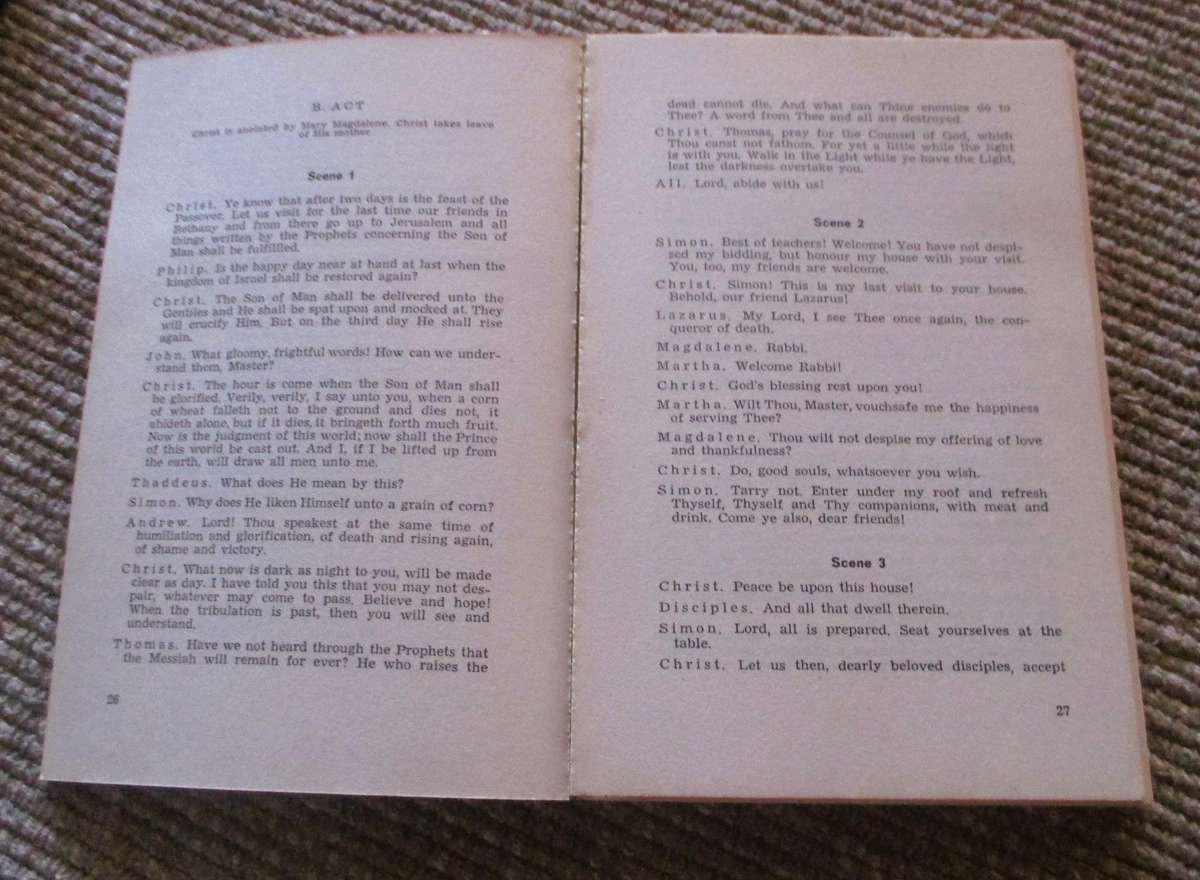 The Oberammergau Passion Play 1970 text book. pages loose